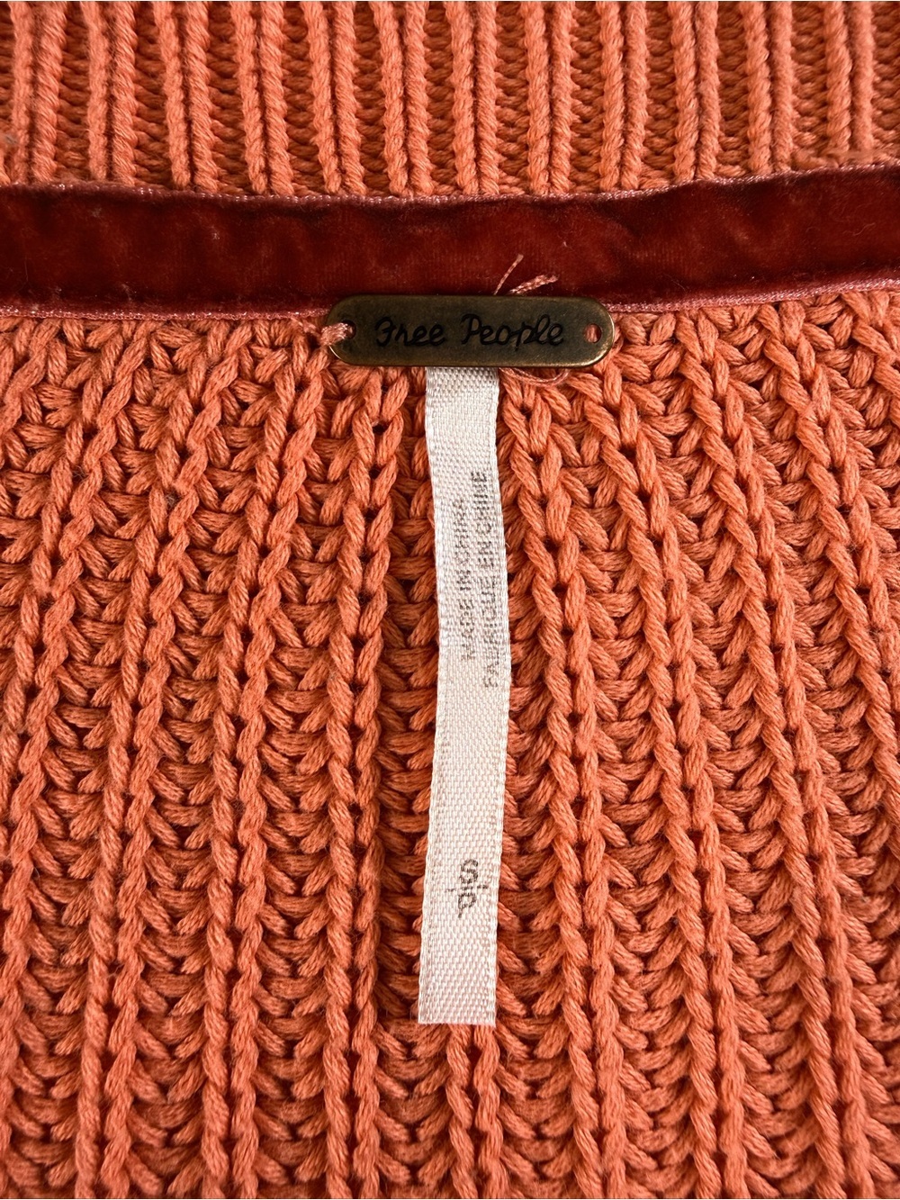 Free People 100% Cotton Coral V-Neck Bell Sleeve Sweater - Picture 5 of 7